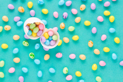 High angle view of multi colored candies