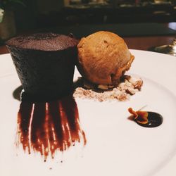 Close-up of chocolate cake on table
