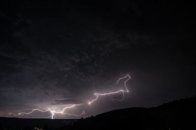 Low angle view of lightning in sky