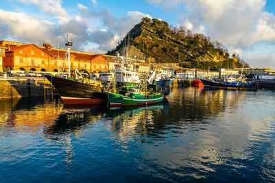 View of getaria port, a typical fishing town in gipuzkoa province, basque country, spain