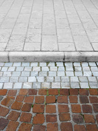 High angle view of cobblestone street