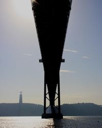 Low angle view of bridge over sea against sky