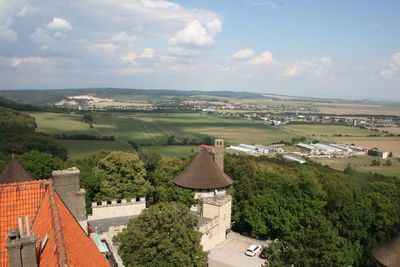 High angle shot of houses