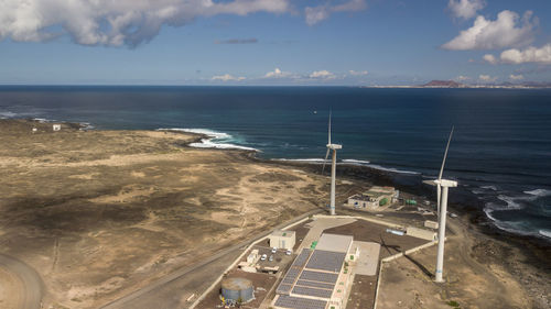 High angle view of beach against sky