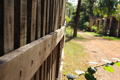 Wooden fence on field