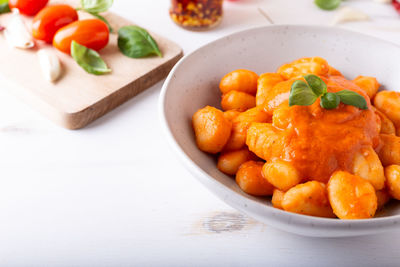 Close-up of food in plate on table