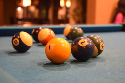 Close-up of balls on table