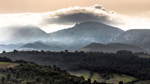 Scenic view of mountains against sky