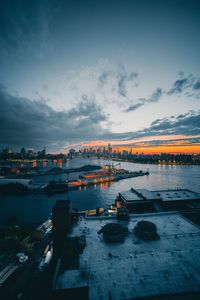 View of cityscape against sky during sunset