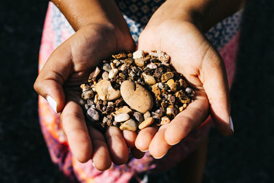 Midsection of person holding apple