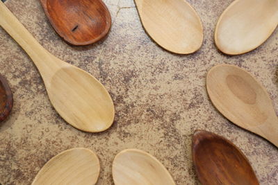 High angle view of shoes on wood