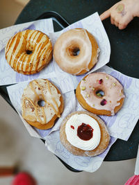 High angle view of food on table