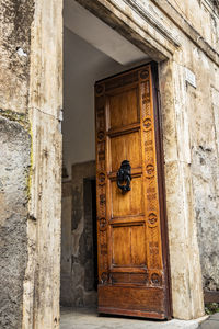 Closed door of old building