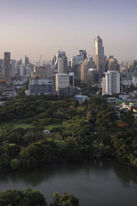 River by city against clear sky