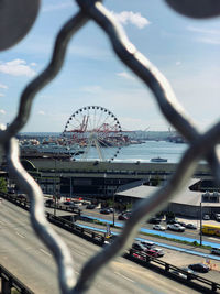 View of ferris wheel in city