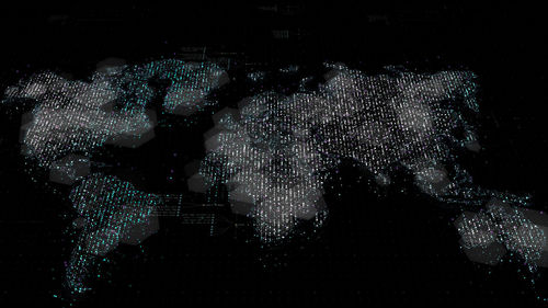 Digital composite image of illuminated light painting at night