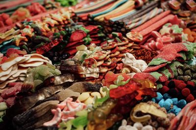 Full frame shot of multi colored vegetables for sale in market