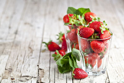 Close-up of strawberries on table