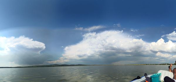 Scenic view of sea against cloudy sky