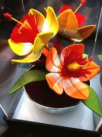 High angle view of fruits on table