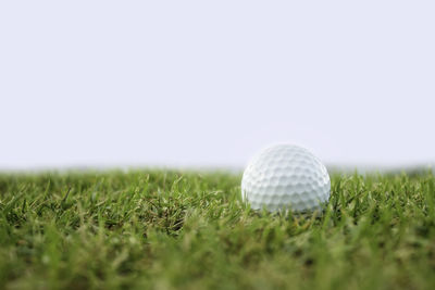 Close-up of golf ball on field
