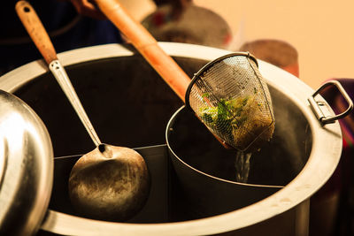 High angle view of food in container