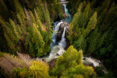 Aerial view of nooksack falls, washington state. 