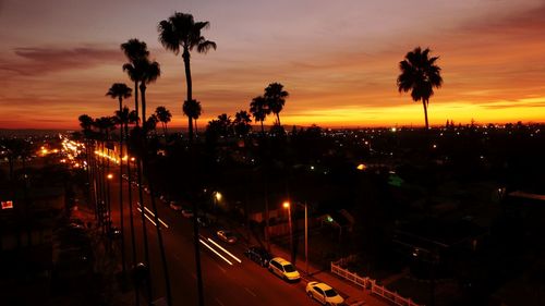 Panoramic view of city at night