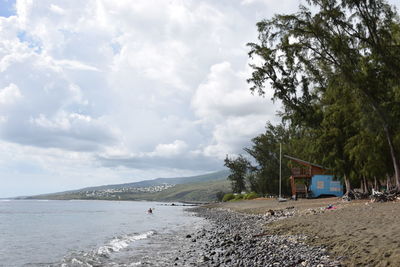 Scenic view of beach against sky