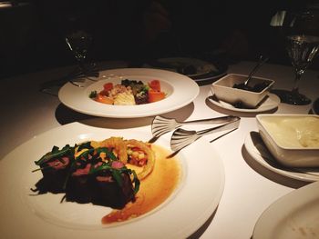 Close-up of food served in plate