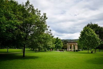 Trees on field against sky
