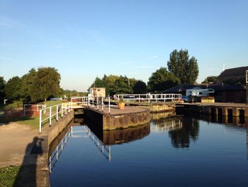 Canal against sky