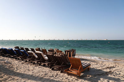 Scenic view of beach against clear sky