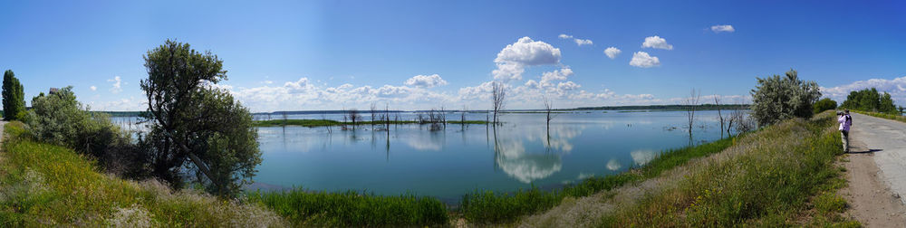 Panoramic view of lake against sky