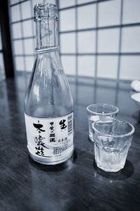 Close-up of water in glass on table