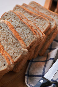 High angle view of bread on table