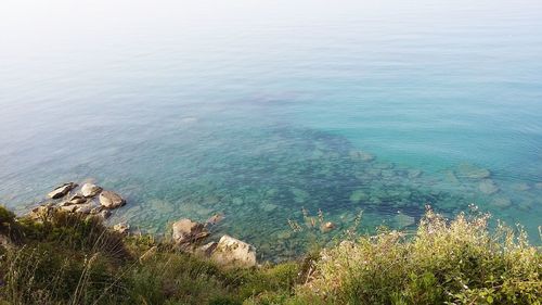 High angle view of sea against sky