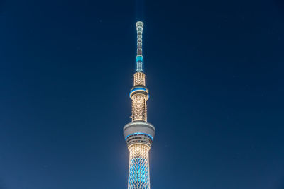 View of illuminated tokyo sky tree against sky at night