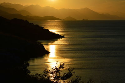 Scenic view of sea against sky during sunset