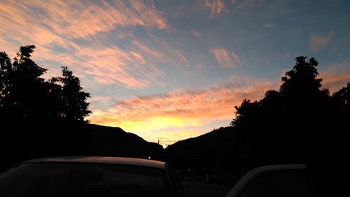 Silhouette of mountain at sunset