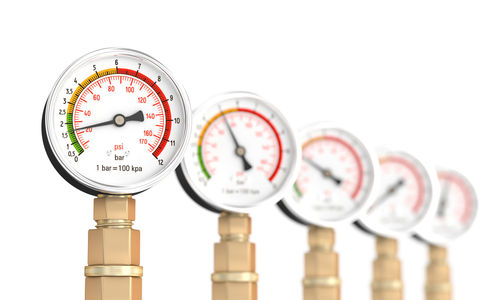 Instrument of measurements in row against white background