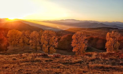 Scenic view of landscape against sky during sunset