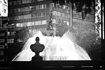 Reflection of building in water