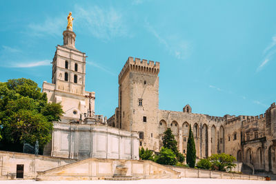 Low angle view of historic building against sky