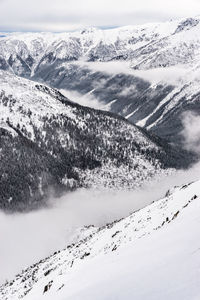 Scenic view of snow covered mountains