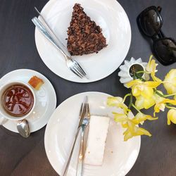 High angle view of cake on table