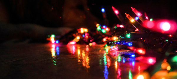 Close-up of illuminated christmas lights