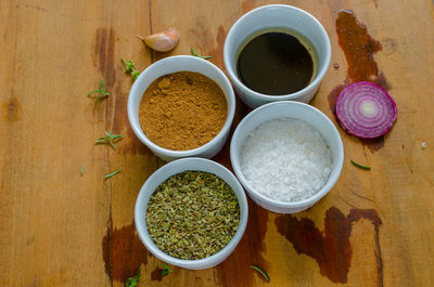 High angle view of food on table