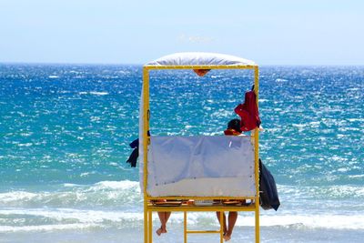 Scenic view of sea against clear sky