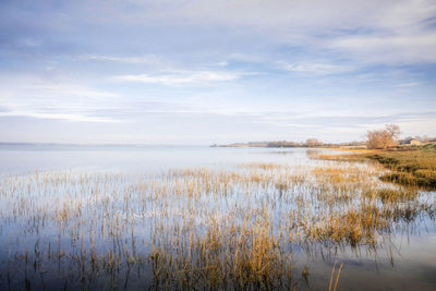 Scenic view of lake against sky